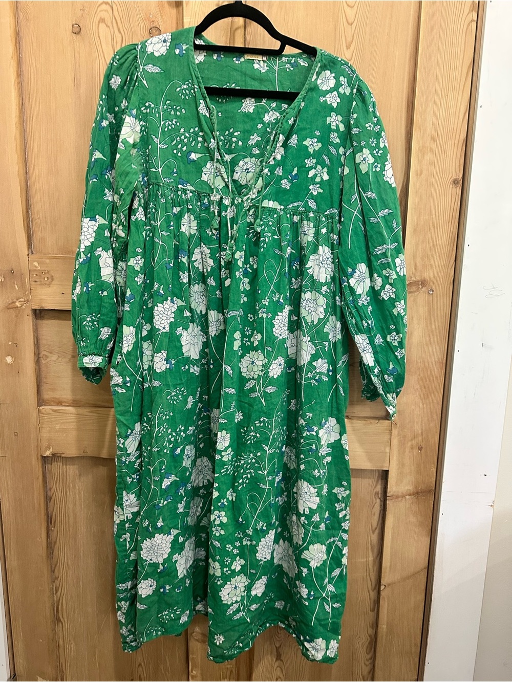 Matta Green Floral Long-Sleeve Hamsa Dress